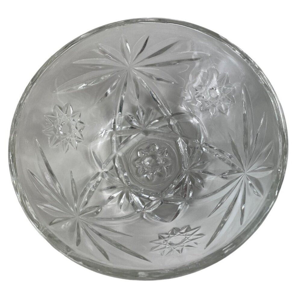 Anchor Hocking Prescut Clear Glass Candy Dish & Lid Pressed Star/Fan Design - Picture 6 of 11
